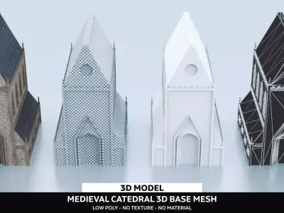 Medieval Church Low-poly 3D model