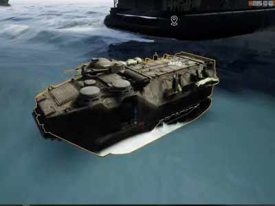 Amphibious Assault Ship and Aircrafts Low-poly 3D model