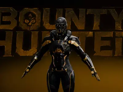 Female Bounty Hunter - Rigged Low-poly 3D model