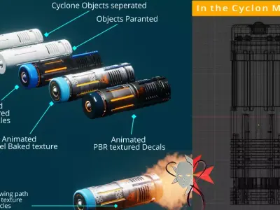 Cyclone Mk1 Seeker Missile Pack animation and 3d printing Low-poly 3D model