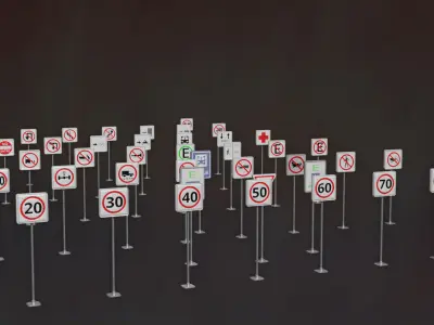 Signs Traffic Regulatory Lotes 01 Part 2 Spanish Bundle 3D model
