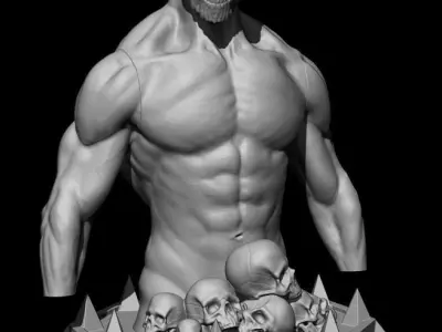 Demon bust of with skulls on top 3D print model