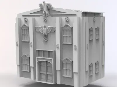 WW2 GERMAN BUILD WITH EAGLE AND FLAGS 3D print model