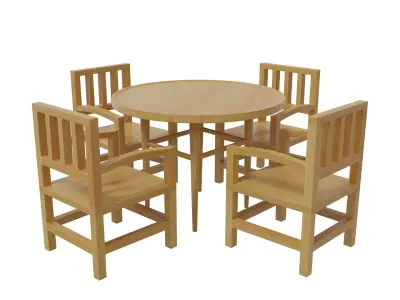 table four chairs and Free low-poly 3D model
