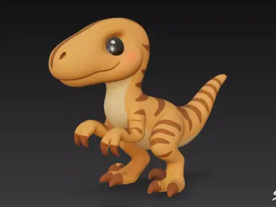 Cartoon Plush Velociraptor Low-poly 3D model