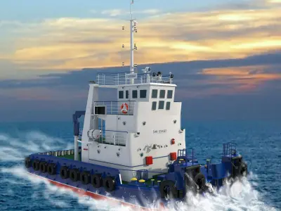 Tugboat Towing Ship 3D model