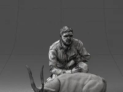 Hunter and antelope 0112 3D model