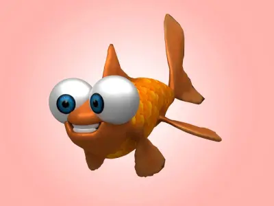 Cute Cartoon Goldfish 3D model