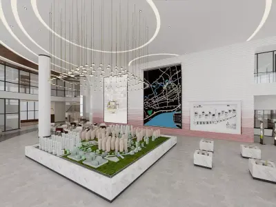 Modern Real Estate Sales Center Luxury Property Exhibition Hall 3D model