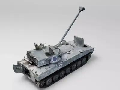 Russian 2S34 Hosta howitzer destroyed by Ukrainian military 3D model