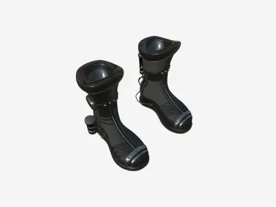 SciFi Boots A01 Full Black - Character Design Fashion Low-poly 3D model