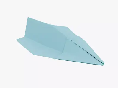 Paper Plane Cyan Low-poly 3D model