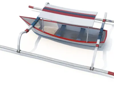 Traditional Bali Boat Jukung Low-poly 3D model