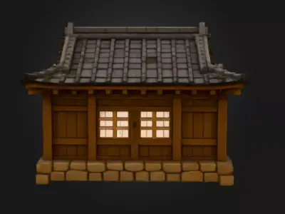 Traditional Wooden Hanok House Low-poly 3D model