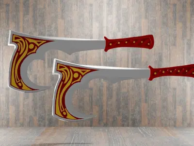Combat Axes From Shadow Fight 2 - Harrier Hooks Low-poly 3D model