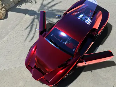 Supercar Opened Up Free 3D model