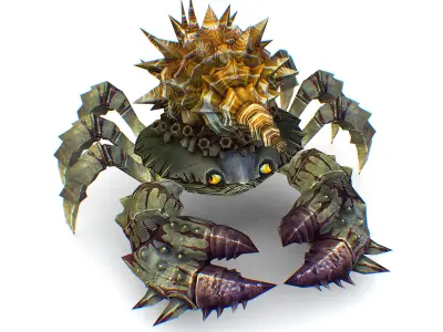 Gray Giant Crab Shell Crayfish Arthropods Sea Animal Low-poly 3D model