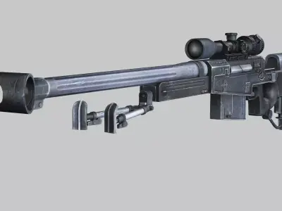 Sniper Denel 2NTW-20 Low-Poly 3D Model Low-poly 3D model