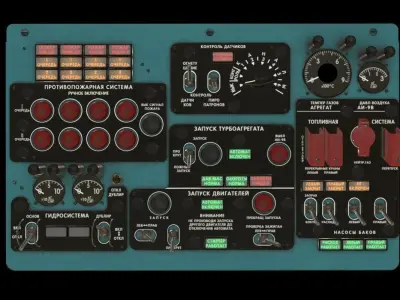 Mi-8MT Mi-17MT Central Overhead Panels Board Russian Low-poly 3D model