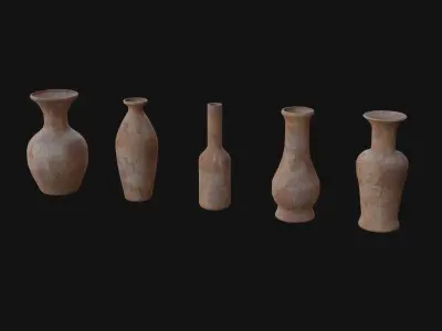 old Vases set 1 Low-poly 3D model