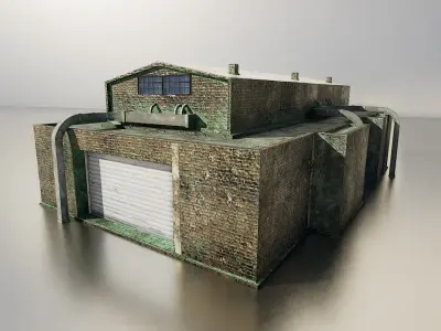 Modular factory Low-poly 3D model