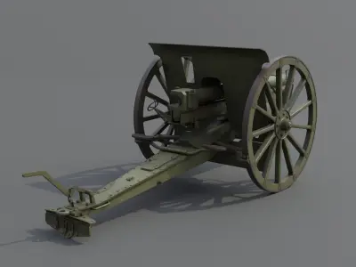 Type 38 75mm field gun Low-poly 3D model