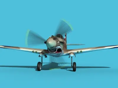 Curtiss P-40B Tomahawk V01 RAF 3D model