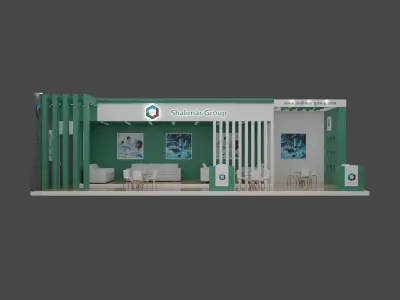 Modern Exhibition Booth Design 20x40x12 Low-poly 3D model