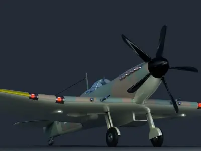 Spitfire old british fighter plane 3D model