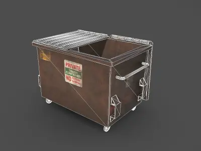 Old Industrial Dumpster Bin Rusted Low-poly 3D model