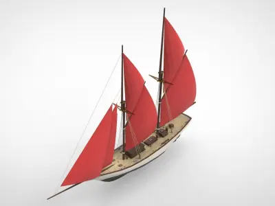 Historical sailing pinishi 3D model
