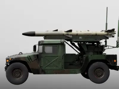 Humvee-Based Air Defense System Low-poly 3D model