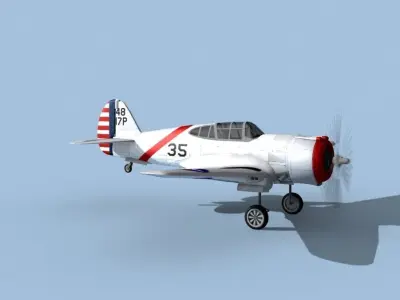 Curtiss P-36C Hawk V04 USAAF 3D model