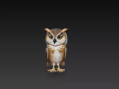Owl Wild 3D Model Basic - Low Poly Simple Low-poly 3D model