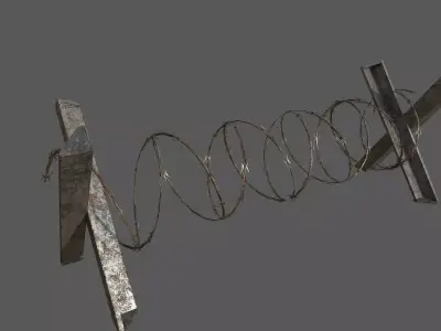 Military Barbwire Barricade Low-poly 3D model
