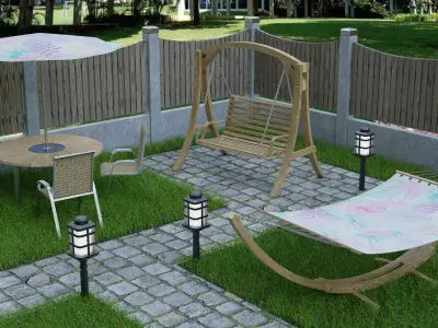 Garden Furniture and Accessories Low-poly 3D model