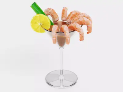 Shrimp Cocktail - Realistic Appetizer Food Scene 3D model