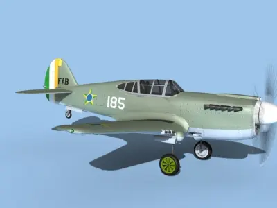 Curtiss P-40F Tomahawk V18 Brazil 3D model
