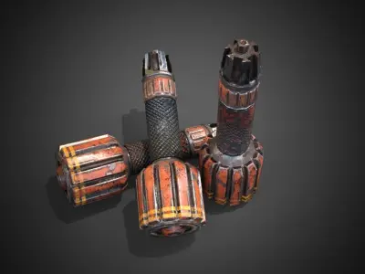 Sci-fi post-apocalyptic grenade Low-poly 3D model