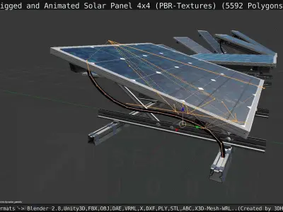 Solar Panel 4x4 Rigged and Animated Low-poly 3D model
