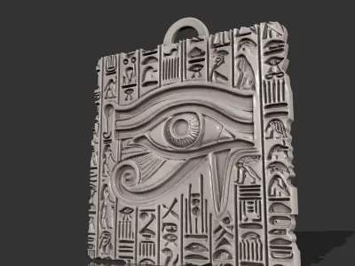 COPY OF OLD EGYPT HIEROGLYPHS EYE HORUS CARVED BOARD PENDANT 3D print model