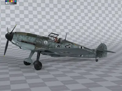 Messerschmitt BF109 German Fighter Airplane Green V3 3D model
