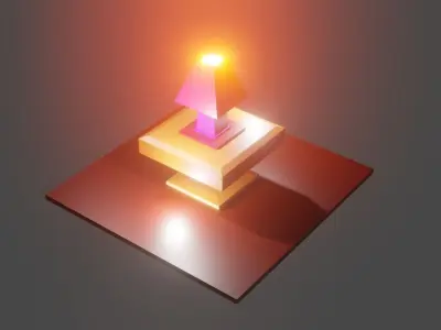 Table and table lamp Free low-poly 3D model
