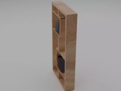 Modern Minimalist Wooden Bookshelf Free 3D model