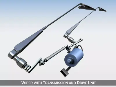 Wiper with transmission and drive unit 3D model