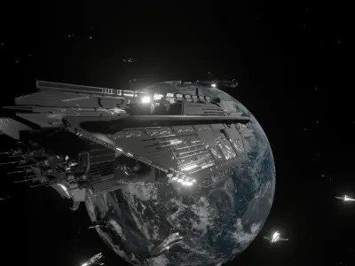 crafts sci-fi spaceship in night sky Free 3D model