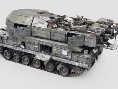 russian Buk missile system destroyed by Ukrainian army 3D model