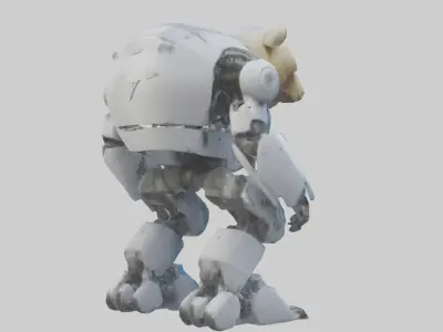 Robot version of a bear model Low-poly 3D model