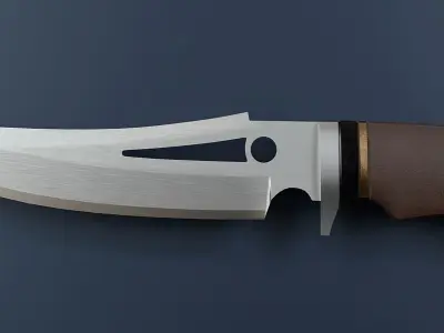Hunting knife with leather handle Low-poly 3D model