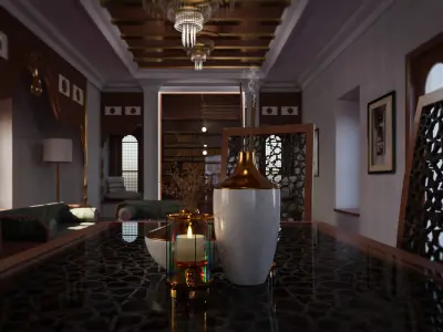 Moroccan Living space Free 3D model